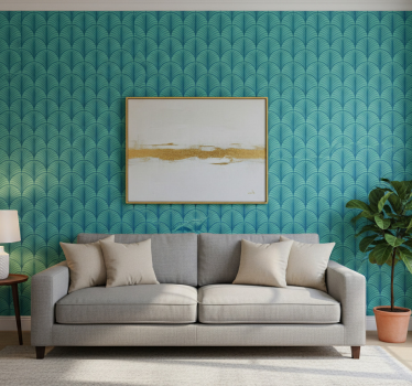 Papier peint salon vert clair et bleu - TenStickers