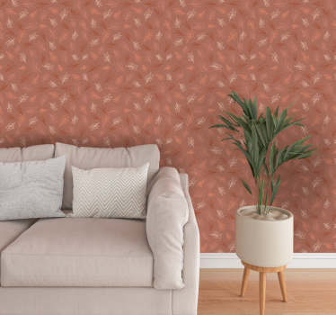 Papier peint terracotta feuilles minimalistes - TenStickers