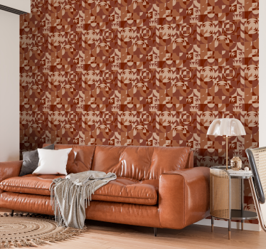 Papier peint terracotta formes géométriques abstraites - TenStickers