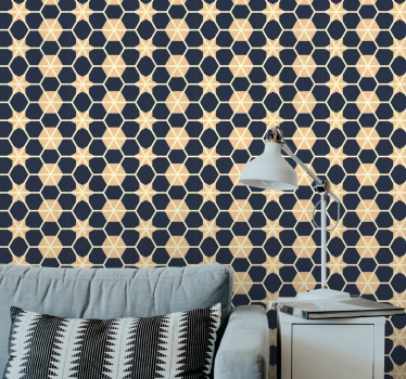 Papier peint salon motif étoile hexagonale - TenStickers