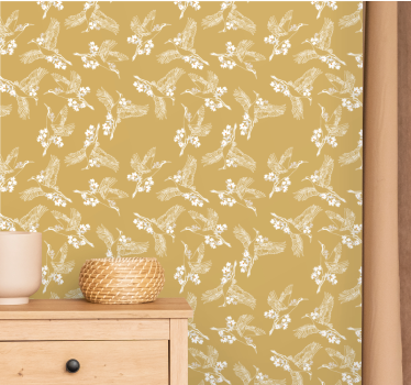 Tapisserie salon Fleurs et oiseaux japonais - TenStickers
