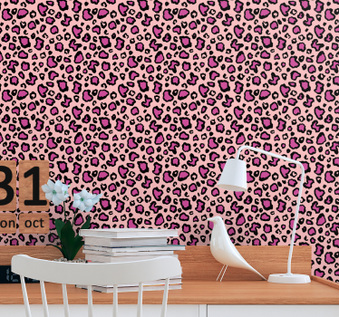 Tapisserie salon Imitation léopard classique rose et noir - TenStickers