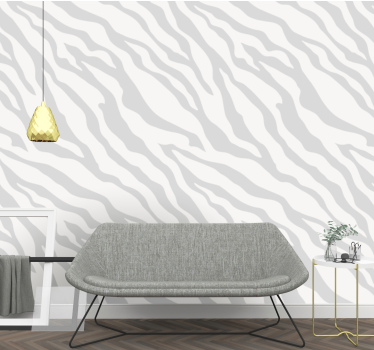Papier peint salon zèbre gris clair - TenStickers