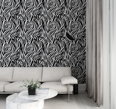 Papier peint salon zèbre noir et blanc irrégulier classique - TenStickers