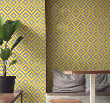 Tapisserie triangle gris et jaune - TenStickers